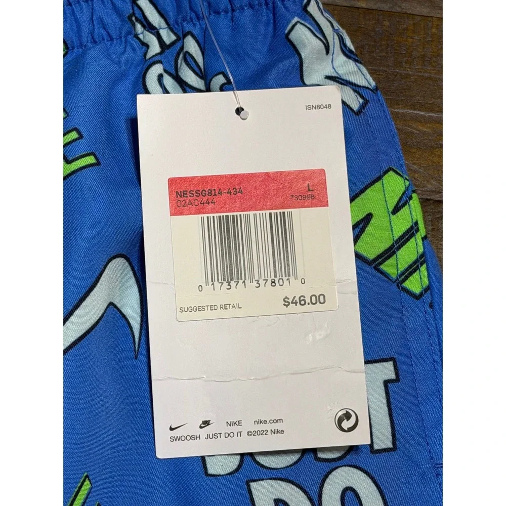 Nike Swim Trunks Kids Large Blue Just Do It Logo NWT